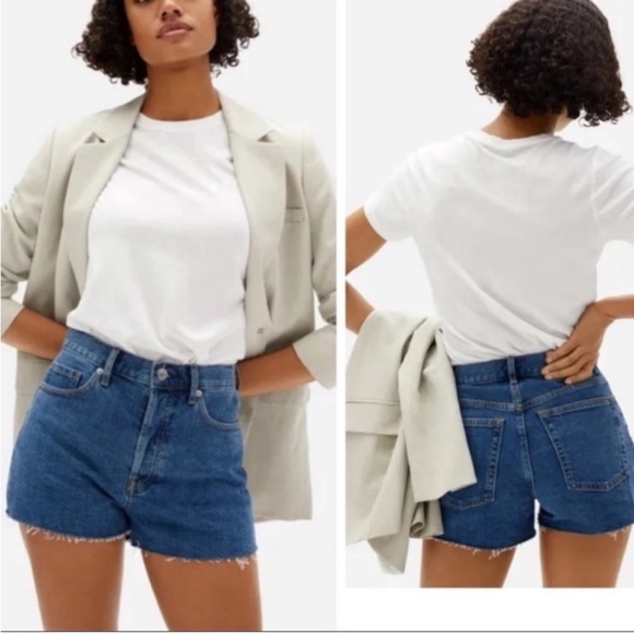 Everlane Pants - Everlane Cheeky Denim Dark Wash Shorts with Frayed Hem Button Fly 25